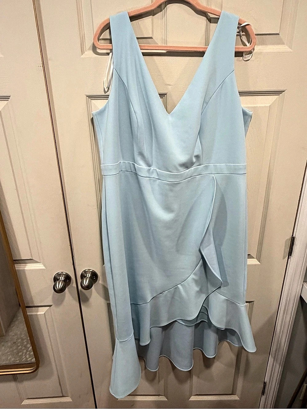 XSCAPE Blue V-Neck Cocktail Dress Size 18W Like New